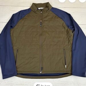 Peter Millar Brown Quilted Front Navy Sleeve Lightweight Jacket - never worn